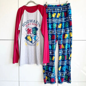 Mens Hogwarts Is My Home Pajamas Size XL Tall Harry Potter Sleepwear Wizarding